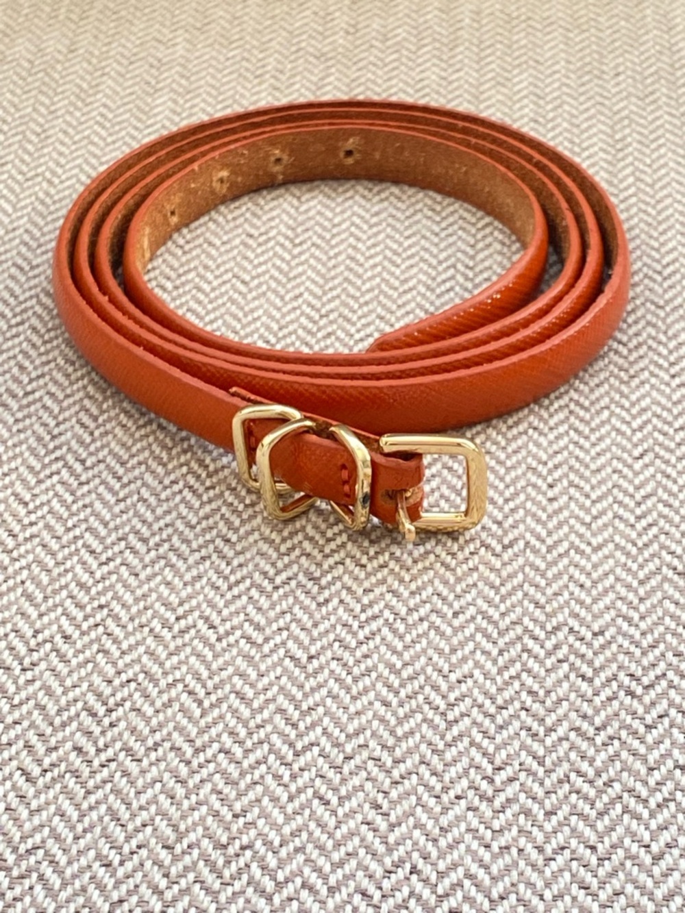 Classic Slim Leather Belt in Burnt Orange - Women
